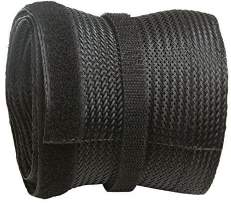 RICOO Kabelkanal flach schwarz Z9135B-2 200 cm x 13,5 cm Kabel Kanal mit Klettverschluss Flexibler Kabelschlauch für Kabelmanagement & Kabelführung wiederverschlußbar Kabelkanäle