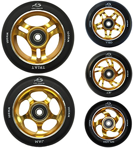 Cox Swain 2 STK. High End 100mm Stunt Scooter Rollen Alu Core - ABEC 11 Lager, Jet (Gold) - 100mm