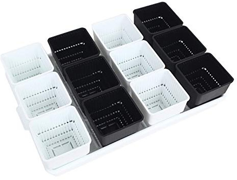 Pot de fleurs en plastique 12 trous pour jardiniers Noir et blanc