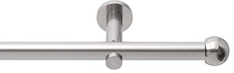 HUGG (20.1L Vorhangstange SPHERA Ø 20mm, Wandmontage, 1-Lauf, Edelstahl-Optik, Länge 320 cm