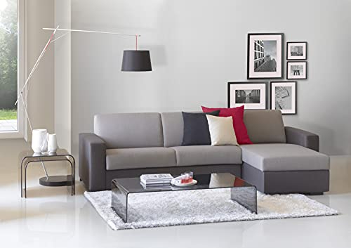 Talamo Italia - Schlafsofa mit Halbinsel Alicya, Sofa mit umkehrbarer Aufbewahrungshalbinsel, Standardarmlehnen, 100 % Made in Italy, 280 x 95 x 90 cm, Grau und Anthrazit