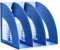 Marte Vanci Schreibtisch Akten Organizer Stehsammler A4 Zeitschriftensammler Stabile Magazin Plastikhalter Rahmen, Akten-Trennwände, 3 Fächer, Dokumentenschrank, Regal Aufbewahrung Organizer-Box Blau