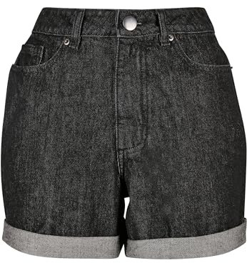 Urban Classics Damen Shorts Ladies High Waist Boyfriend Shorts Black Washed 29