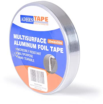ADHES Aluminium Folienband hitzebeständiges klebeband metallklebeband silber, Hält 80 °C bis 100 °C stand, 0.78inch x 55yard (20mm x 50m)