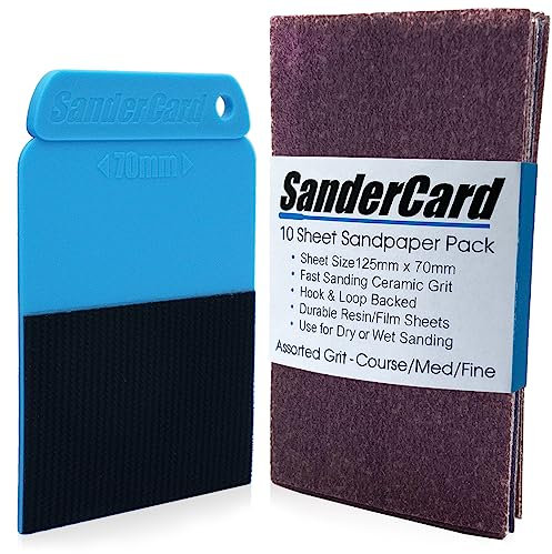 Hobby and Craft,Levigatrice a mano, ultra sottile, sabbia e lime, legno, cartone, vernice e metallo, include carta vetrata, fogli di levigatrice a blocchi da 125 mmx70 mm