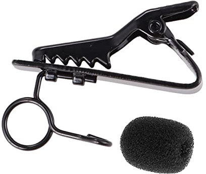 Vaguelly Piezas De Cable De Repuesto Para Micrófono De Cabeza Pinzas De Soporte De Hierro Para Solapa Clip Universal Lavalier Para Cubiertas Kit De Cable Azulejo + Esponja De