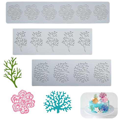 2 Piezas 3D Molde de Encaje para Tartas Encaje Fondant Molde Silicona Moldes de Silicona para Encaje para Decoración de Pasteles, Chocolate, Jalea, Resina, Jabón, Manualidades (Gris)