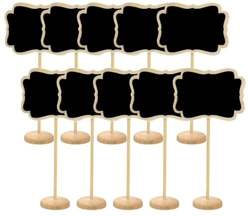 10 Stück Klein Holz Kreidetafeln, kleine tafeln zum beschriften, Klein Tischtafel Memotafel Holztafel Nachricht Board für Hochzeit, Geburtstag Geburtstag Taufe usw. Verwenden