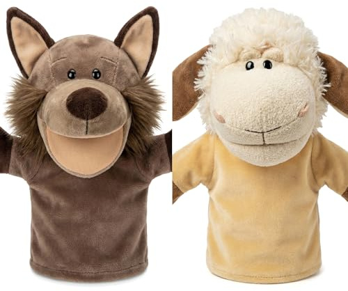 LOMTRATS Handpuppen für Kinder, Kleinkind enthält Wolf, Tiger, Löwe, AFFE und bewegliche offene Münder, perfekt zum Geschichtenerzählen, Unterrichten, im Vorschulalter und als Geburtstagsgeschenk