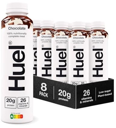 Huel Ready-to-Drink Meal, Chocolate Protein Drink, 8 x 500ml Bottles, Protein Shakes, Pre-Portioned Meal, 20g of Protein per Bottle, Rich in Essential Vitamins, Minerals, Meal Replacement Shake