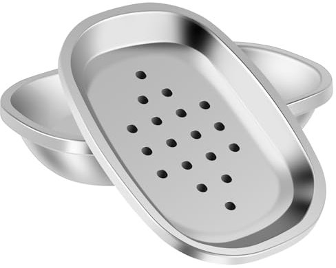 2 jaboneras de acero inoxidable con rejilla de goteo, jabonera, soporte para jabón, inoxidable, resistente al agua, jabonera para ducha, jabonera para diferentes jabones, jabón de afeitar y champú