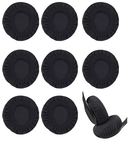 QTTRPCU 8 Stück Dehnbare Waschbare Kopfhörer Überzug, Kopfhörer Schutz für 6 bis 8 cm Headset, Überzieher Gegen Schmutz (Schwarz)