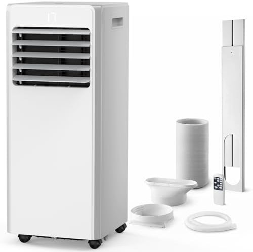 Air Conditioning Unit, 9000 BTU Portable Air Conditioner with 4-in-1 Cooling & Fan & Dehumidifier Function, Portable AC Unit with Digital Display & Remote Control, 24H Timer for Room Up to 450 ft