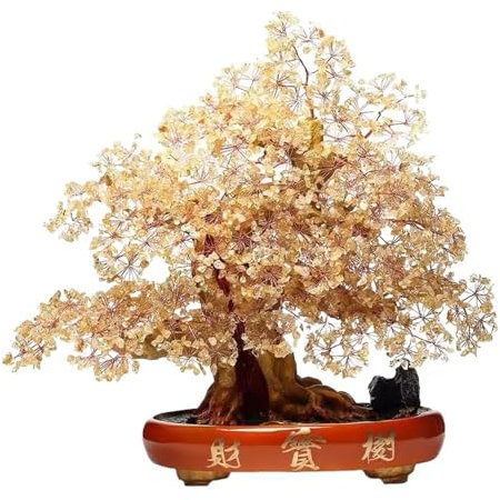 WANGHAI-666 Crystal Tree Citrine Fortune Tree Home Wine Cooler Entrance Shop Company Opening Gift Ornaments Ornaments Money Tree Gem Tree