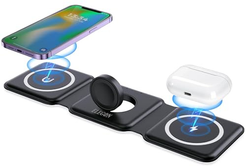 Elegon 3-in-1 Wireless Charger Pro Ultra-Schnell, Apple Watch ladegerät, iPhone Wireless Charger, iPhone ladestation, Schnellladegerät für Telefon, Smartwatch & AirPods