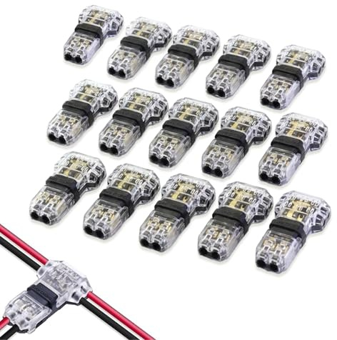Jetstream 15 Pièces Connecteurs en T 2 Broches, 2 Broches Connecteur Electrique sans Soudure, Connecteur de Câble étanche à l'eau et à la Poussière pour 19-22 AWG/0,32-0,75 mm²