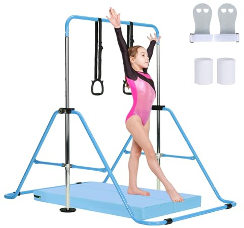 ARATERVIO Turnstange Kinder, Höhenverstellbare Gymnastikstange mit 5 Stufen (80–130 cm), Stabiles Turngerät für Zuhause, Kip Bar mit Rutschfesten Füßen, Kinder Gymnastikgerät