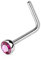 Paula & Fritz® L-Form Nasen-Piercing Nasenpiercing-s Nose für Nasenfluegel als Nasenschmuck Nasenstecker Nostril Edelstahl Chirurgenstahl 316L Zirkoniaspitze Fuchsia