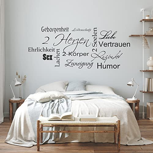 GRAZDesign Wandtattoo Schlafzimmer Liebe Herz Sex Humor Wandaufkleber Sprüche Erwachsene - 121x50cm / 010 weiss