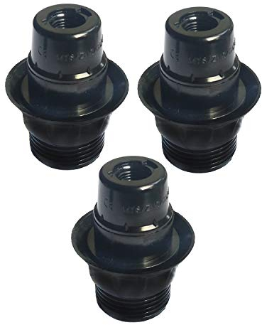 FINELED Kleine Edison-Schraube E14 Lampenfassung, 3 Stück, Bakelit-Gewinde, E14 Anhängerfassung & Lampenschirm Kragenring (schwarz)