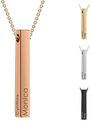 Amlion Personalised Necklace-custom 3D Engraved Bar necklace Keychain- Name Necklace for Men & Woman- Personalised Gifts