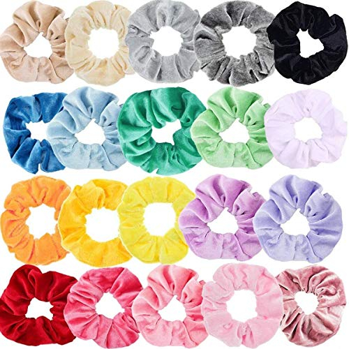 20 Haarbänder, Samt, elastisch, für Mädchen, für Scrunchie Frauen oder Accessoires für Mädchen