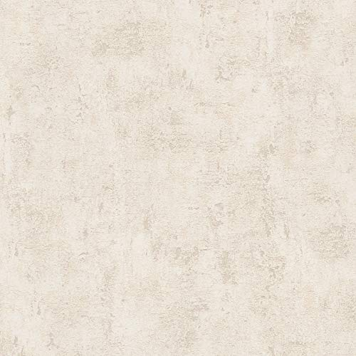 Vliestapete in Crème Beige | Waschbeständige Putzoptik Tapete für Küche und Flur | Dezente Vlies Strukturtapete mit Vinyl