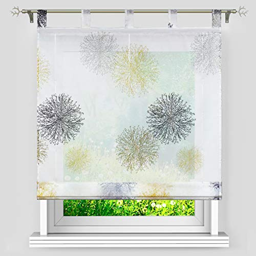 Heichkell Voile Raffrollo mit Schlaufen Raffgardine »Löwenzahn« Bändchenrollo modern Gardine Schlaufenrollo Gelb BxH 140x150cm