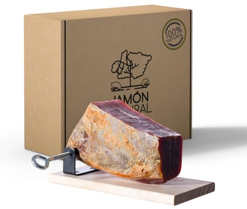 Mini Boneless Serrano Ham Gift Set with Stand | 1kg Gran Reserva Cured Ham | Award-Winning 15-Month Dry-Cured Jamon | Authentic Spanish Ham | 100% Natural Gifting Ham | No Additives or Preservatives