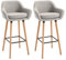 HOMCOM Tabourets de Bar Design scandinave - Lot de 2 tabourets de Bar Grand Confort avec Repose-Pieds et accoudoirs - Bois Massif Lin Beige