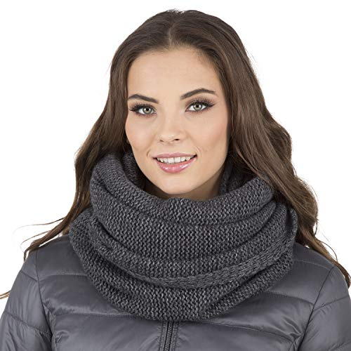 VIVISENCE Loop Schal Strick Zweimal Gefaltet Ideal Wärm Für Wintertage 7103, Dunkelgrau,Einheitsgröße