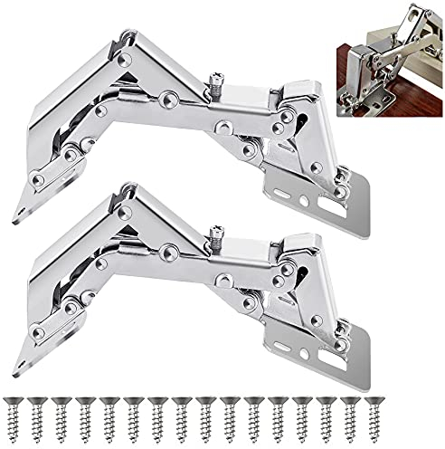 GIRAFEDA 2 PCS Kitchen Cabinet Door Hinges 170 Degree Hinges Kitchen Hinges Surface Mount Hinges Full Overlay Hinges with 16 Fixing Screws for Drawer Window Cupboard Cabinet Door