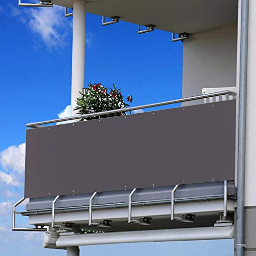 Ariyalk 50x900cm Privatsphäre des Balkon wetterfest balkonbespannung 100% Schutz der Privatsphäre 200g/m² blickschutz gartenzaun markise sichtschutzwand Enthalten Seil and Mit Kabelbinder/Anthrazit