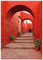 Wallario Glasbild Roter Torbogen - 70 x 100 cm Wandbilder Glas in Premium-Qualität: Brillante Farben, freischwebende Optik