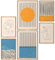 Papierschmiede® Mood Poster Set Hot and Cold, Fertiges Bilder Set mit Rahmen (Holz, Natur), Wohnzimmer Deko Schlafzimmer, 2x DIN A3 und 4x DIN A4, Abstrakte Kunst Blau Orange