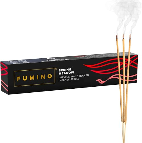 Fumino® Frühlingswiese Handgemachte Räucherstäbchen - 14 Stäbchen pro Box (15g) Masala Agarbatti Joss Duftstäbchen für Entspannung, Meditation, Linderung von Stress und Ängsten - Dekoration