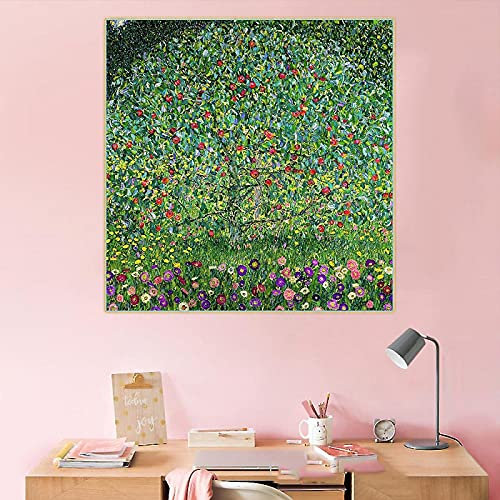 Gustav Klimt《Apfelbaum I,1912》Leinwandkunst Malerei Berühmte Kunstwerke Poster Bild Wanddekor Home Interior Decor 40x40cm (16x16in) Rahmenlos