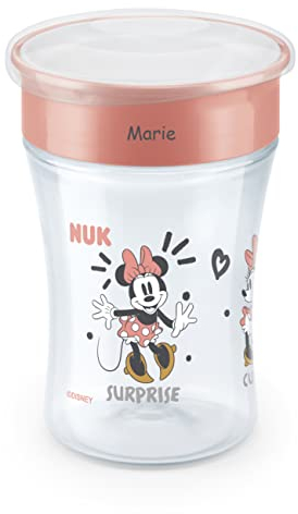 NUK Magic Cup Trinklernbecher mit persönlicher Gravur, auslaufsicherer 360°-Trinkrand, ab 8 Monaten, 230ml, Disney Minnie Mouse (rosa)