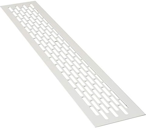 sossai® Rejillas de ventilación de aluminio - Alucratis (1 pieza) | Rectangular - dimensiones: 44 x 8 cm | Color: blanco | rejilla de aire