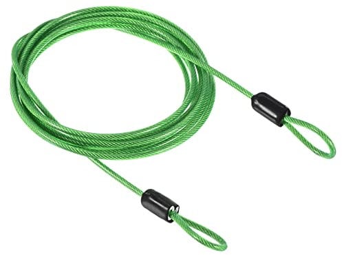 PATIKIL Security Steel Cable 2.5mm x 2m/6.56ft Coated Luggage Lock Wire Rope with Double Loop Green