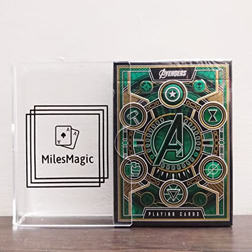 MilesMagic Theory11 Avengers Infinity Saga Green Edition Spielkarten mit Acryl Transparent Crystal Clear Card Clip für Deck