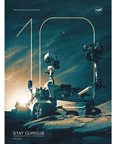 Artery8 NASA Curiosity Mars Rover 10th Anniversary Poster Art Print Canvas Premium Wall Decor Mural