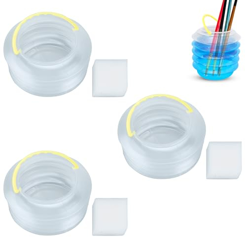 3PCS Collapsible Paint Brush Washer, 9 * 10cm/3.5 * 3.9in Portable Paint Brush Cleaner Leak Proof Washing Bucket Brush Holder Cleaner Plastic Reusable Samll Painting Water Cup(M)