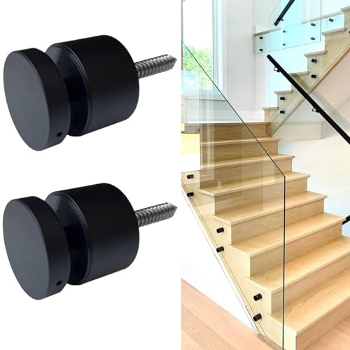 LukLoy SS316 Heavy Duty Glasgeländer Abstandshalter für Balkon, Treppen, Balustrade, Geländer, Glashalterung, mattschwarz (Edelstahl 316, mattschwarz, 2)