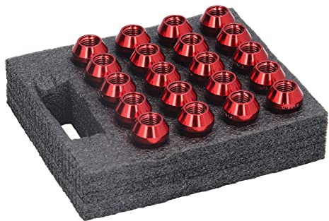 Tuercas de rueda M12x1.5 con llave de vaso de alta dureza 20 piezas de repuesto de tuercas de rueda para Ford Focus(Rojo)