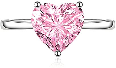 Aeici Anneaux Femme Bague, Bague Fiançailles Femme Reglable Rose Cœur Zirconium Bague Rose
