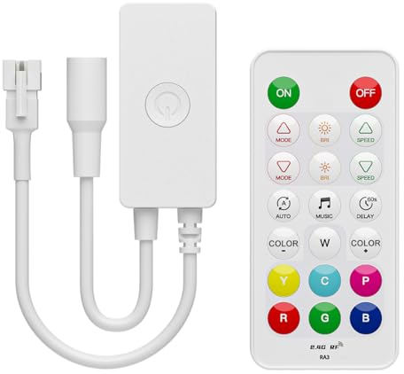 BTF-LIGHTING SP648E SPI RGB 2.4Ghz Blue-tooth LED Controller Kompatibel mit WS2812B WS2811 FCOB SPI RGB DC5V/DC12V/DC24V Arbeit mit 2.4G RF Remote/APP Kontrol Musik Modus