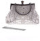 Egurs Handtasche 20er Jahre Stil Damen Vintage Perlen Abendtasche Clutch Handtasche Schultertasche Elegant Umhängetasche Hand-Tasche Geldbeutel für Hochzeit Braut Abschlussball Party Silber