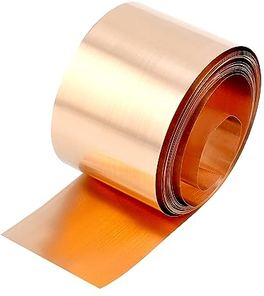QWORK® Kupferfolie Kupferbleche 0,1 mm, 99.9% Reines Kupfer - 0,1mm x 5cm x 5M