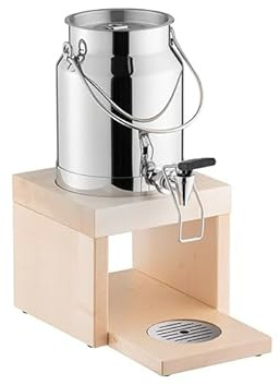 APS 10836 Milchdispenser -BRIDGE-, 31 x 20 cm, H: 39 cm, 3 Liter, 18/8 Edelstahl, Ahorn, massiv